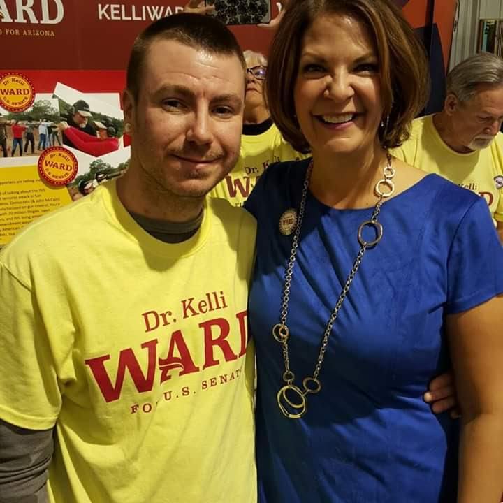Chance Trahan campaigning for Kelli Ward for Senate
